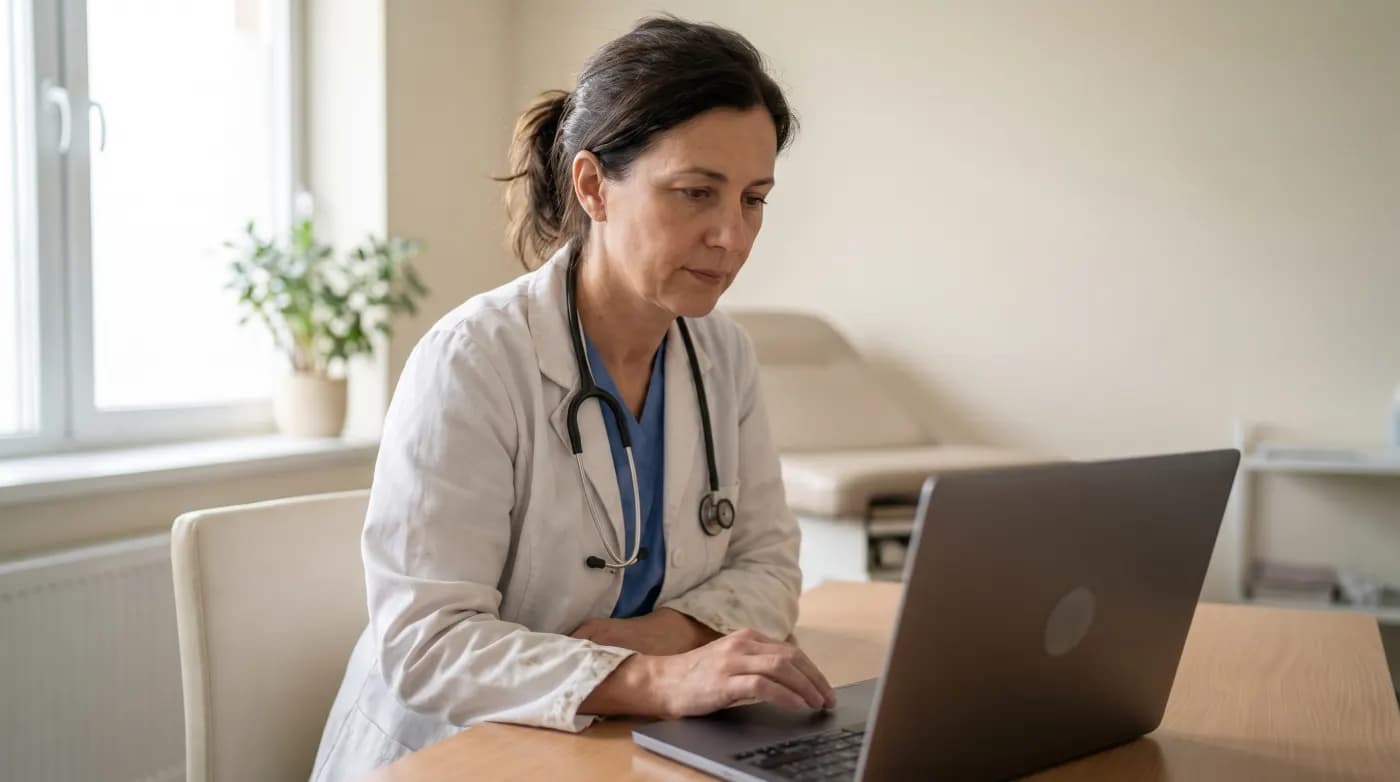 Profesional sanitaria documentando una consulta