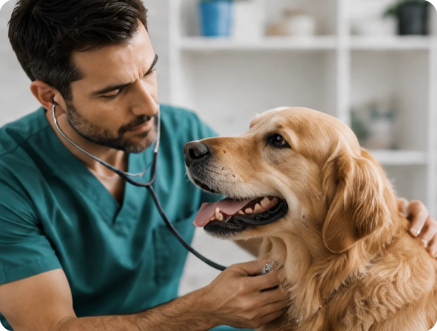 Veterinario con paciente animal