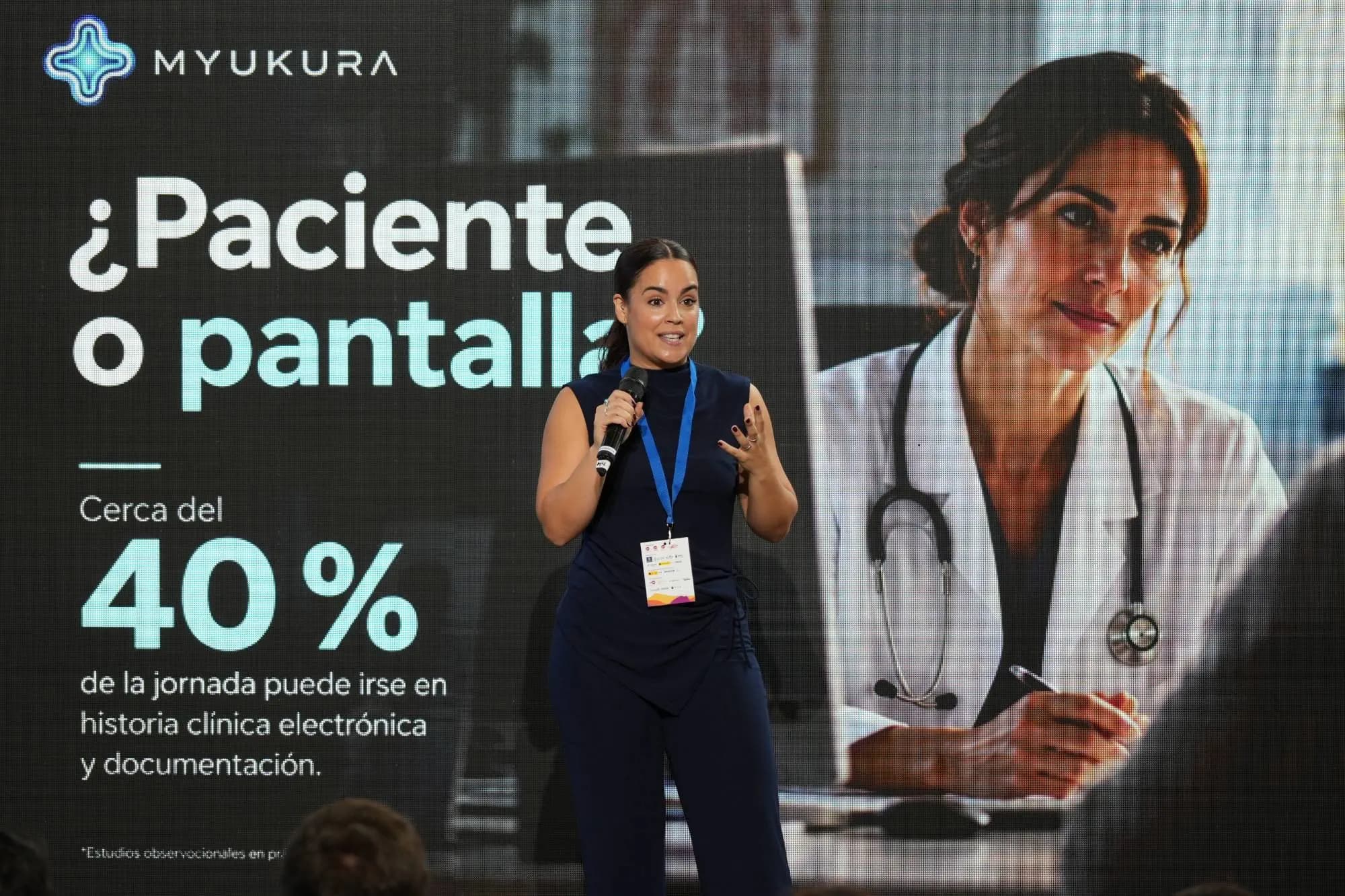 Miriam Guerra, cofundadora de Myukura, presenta la plataforma de inteligencia artificial clínica en Canarias Destino Startup 2026.